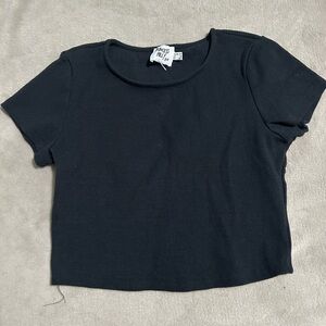 Princess Polly Black Short Sleeve Crop Top